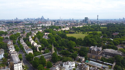 Primrose hill London , drone aerial view .
