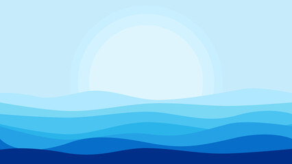 Fototapeta na wymiar Blue water wave lines pattern background banner vector illustration