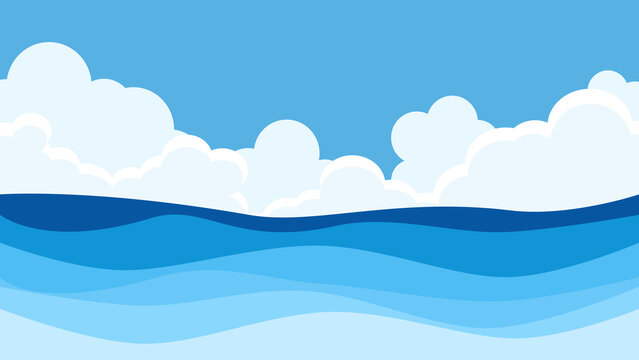 sea and clouds. Deep blue sea with sky cloud nature landscape summer vacation vector