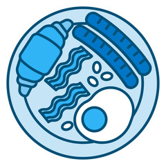 breakfast blue line icon