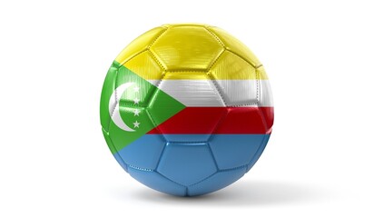 Fototapeta premium Comoros - national flag on soccer ball - 3D illustration