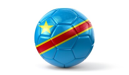 Democratic Republic of the Congo - national flag on soccer ball - 3D illustration