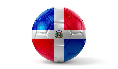 Dominican Republic - national flag on soccer ball - 3D illustration