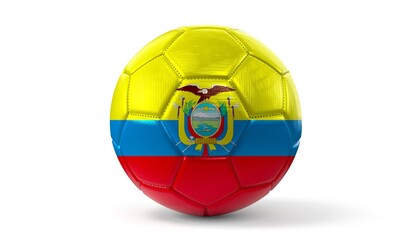 Ecuador - national flag on soccer ball - 3D illustration