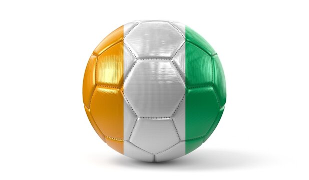 Ivory Coast - national flag on soccer ball - 3D illustration