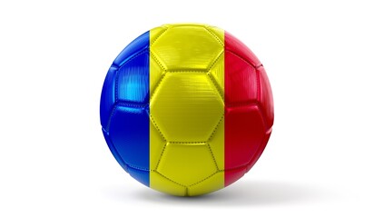 Romania - national flag on soccer ball - 3D illustration