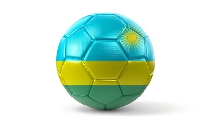 Rwanda - national flag on soccer ball - 3D illustration