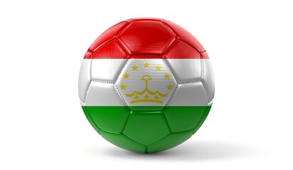 Tajikistan - national flag on soccer ball - 3D illustration