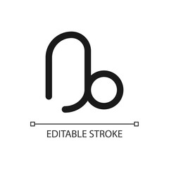 Obraz premium Capricorn pixel perfect minimalistic linear icon. Sign of zodiac constellations. Horoscope personality. Thin line illustration. Contour symbol. Vector outline drawing. Editable stroke. Arial font used