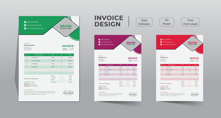 Corporate and business invoice design template design, Company invoice template with price receipt, payment agreement, invoice bill, accounting, bill receipt
