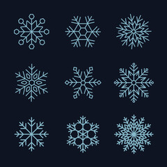 Naklejka na ściany i meble Set of snowflakes Christmas design vector illustration