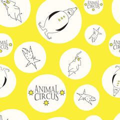 Vector yellow Circus Circles seamless pattern background.