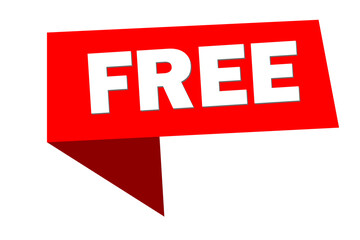 Red color free discount tag. Vector illustration eps 10 file