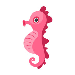 Cheerful seahorse, ocean or sea creature character vector illustration. Cute funny underwater animal for kids isolated on white background