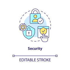 Security concept icon. Protect website. Internet safety. Prevent hacking viruses abstract idea thin line illustration. Isolated outline drawing. Editable stroke. Arial, Myriad Pro-Bold fonts used