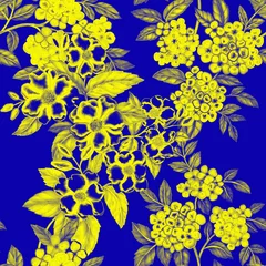 Rolgordijnen Watercolor seamless pattern with flowers. Vintage floral pattern. Flower seamless pattern. Botanical art. Floral botanical collection. Wedding floral set. Watercolor botanical design.  © Natallia Novik
