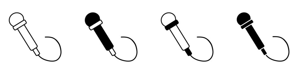 Microphone vector icon set. audio illustration sign collection. broadcast symbol on white background.