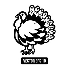 Turkey vector flat icon. Isolated sign design of gobbling bird traditionally eaten at Thanksgiving or Christmas. 