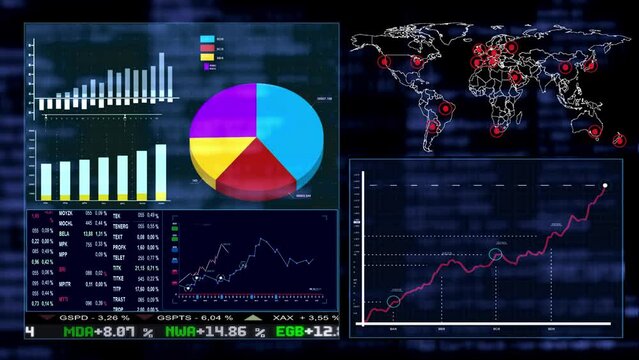 Financial charts and graphs on a stock market trading 