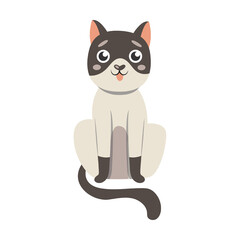 Cute cat cartoon character vector illustration. Cat and kitty sitting on white background. Pets, domestic animals