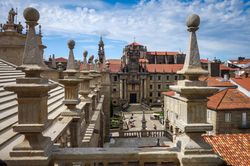 Santiago de Compostela view from the Cathedral, Galicia, Spain - obrazy, fototapety, plakaty