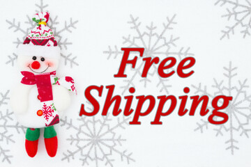 Free holiday shipping message with a snowman