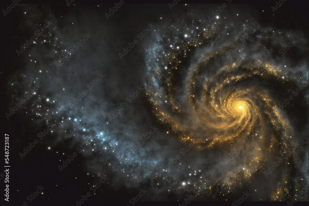 Wall mural galaxy lights, gold and black