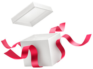 Opened gift box with red ribbon - 548723181