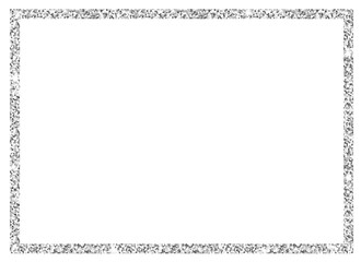 rectangle silver glitter frame for card isolated on transparent background illustration, 7:5 scale ratio border, cut out, PNG, clip art