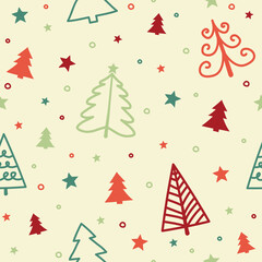 Design of pattern with Xmas trees. Christmas concept. Vector