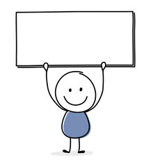 Smiley stickman with empty plate symbol. Business concept. Vector