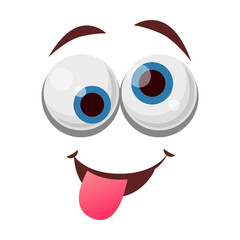 Comic spoiled face expression vector illustration. Eyes and mouth of cute, funny or angry cartoon character isolated on white background