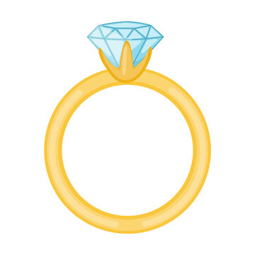 women gold ring with a large diamond, jewelry vector illustration. Gold, silver, pearl jewellery. Stone or diamond rings, earrings, bracelets