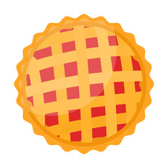 sweet pie with fruit jam filling, bread and other food cooking with flour, baking cartoon vector illustration