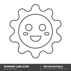 Sun icon. Editable stroke. Vector illustration