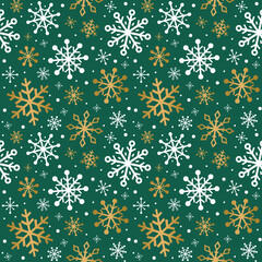Minimalist Christmas background. Design of a seamless pattern with snowflakes. Vector