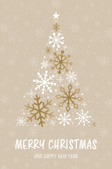 Naklejka na ściany i meble Glossy Christmas tree made of snowflakes. Concept of a greeting card. Vector illustration