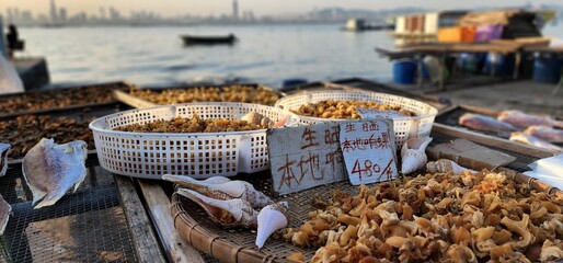 Dried seafood close up mood lifestyle chill sunset