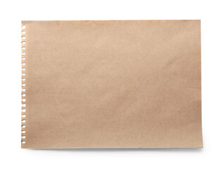 Fototapeta premium Sheet of kraft paper isolated on white, top view