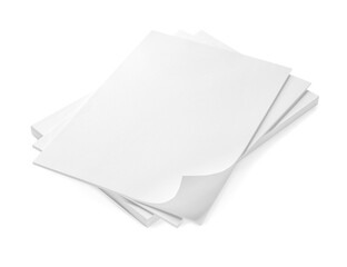 Stack of paper sheets on white background