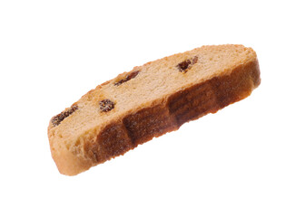 Sweet hard chuck cracker with raisins on white background