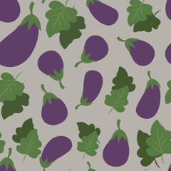 Seamless Aubergine with leaves pattern for fabric,wallpaper , napkins, prints, wrapping paper