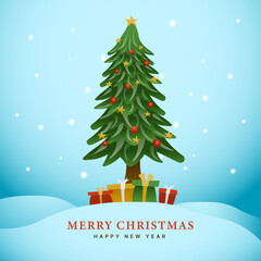 christmas card with christmas tree
