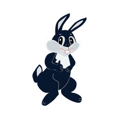 Obraz premium Cartoon rabbit posing. The black hare, the symbol of the year. Vector