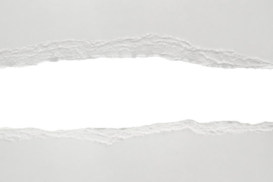 White ripped paper torn edges strips isolated on white background