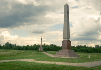 Monument to the Izmailovsky Regiment and the Life Guards Artillery Brigade against the sky