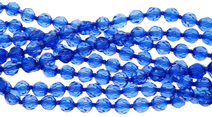Blue plastic beads necklace jewelry strands isolated on transparency  photo png file