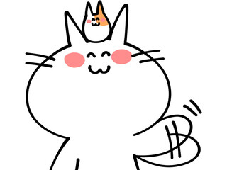 またねと手をふるにゃんことハムスターのイラスト素材