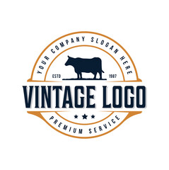 Cattle, livestock, farm classic retro vintage logo