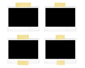 Polaroid photo frames with tape strips on transparent background, extracted, isolated, png file
